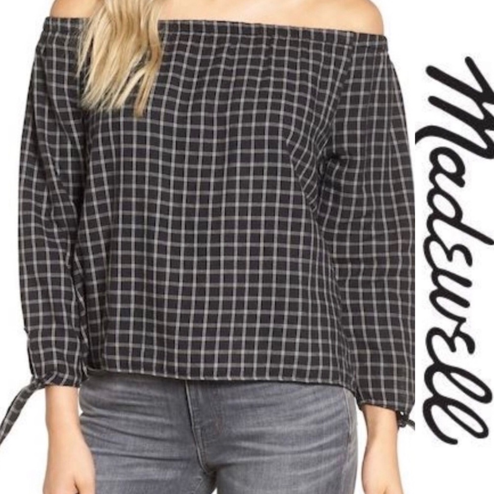 Madewell black & white check top size small 009 - Picture 2 of 5